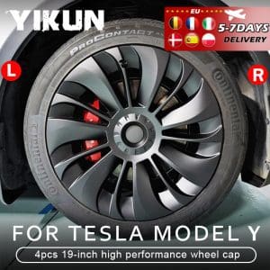 4 יחידות מכסה גלגלים יוקרתיים טסלה מודל: Tesla Model Y  2018-2023