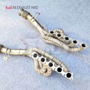2 יחידות אגזוזי אלומיניום לביצועים משופרים. מתאים לאאודי HMD Exhaust System Performance Manifold for Audi R8
